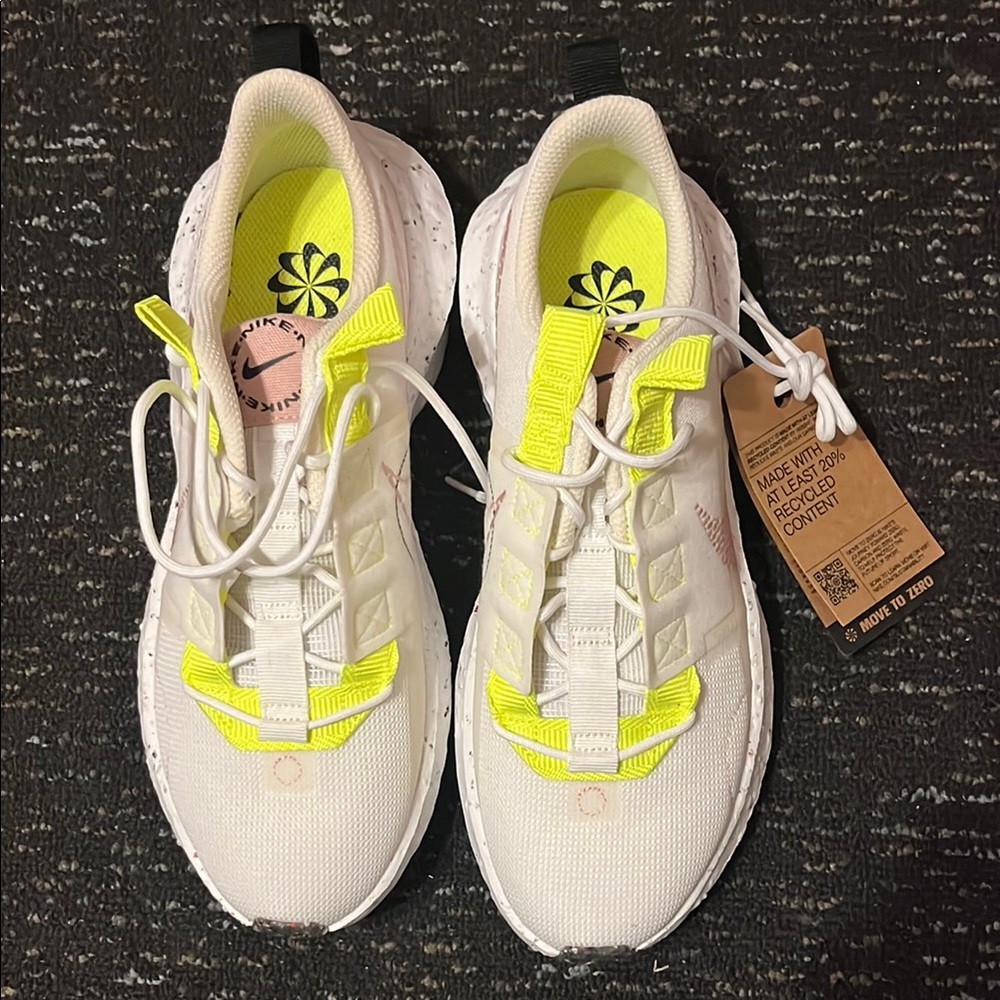 Nike White and Yellow Athletic Shoes with Modern Design